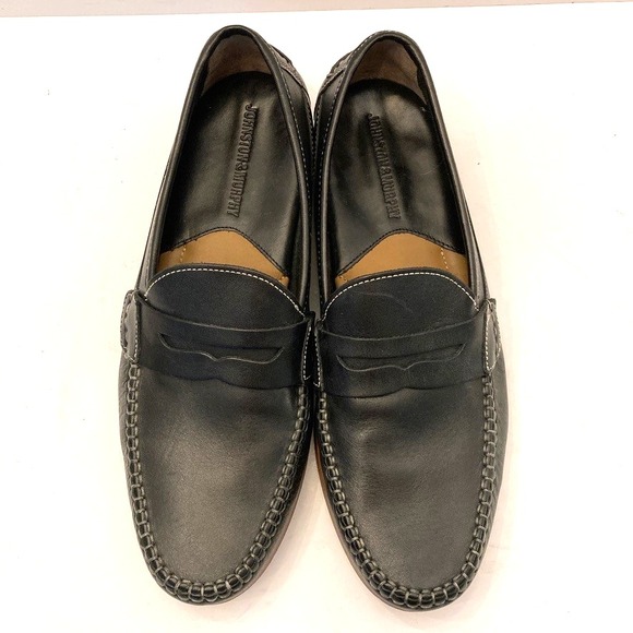 Johnston & Murphy Penny Loafer Mens 8.5 M‎ Sheepskin Black Leather EUC - Picture 4 of 9